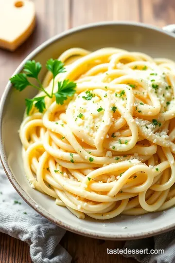 Fettuccine Alfredo presentation