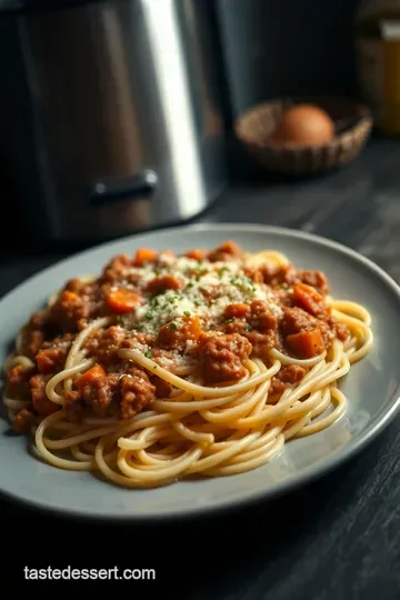 Creamy Fettuccine Alfredo with Hearty Ragu Sauce presentation