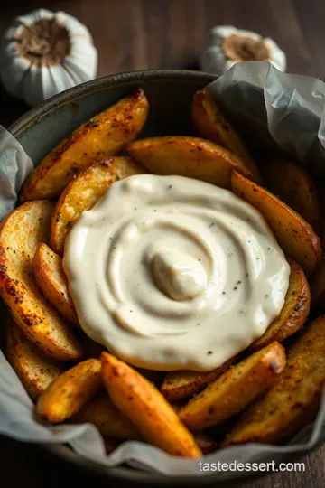 Crispy Kennebec Potato Wedges with Roasted Garlic Aioli presentation