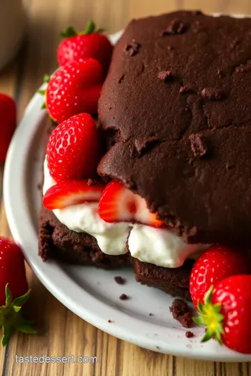 Decadent Chocolate Strawberry Shortcake presentation