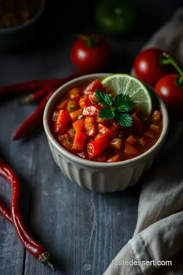 Fiery Chili de Arbol Salsa presentation