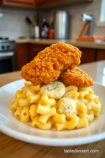 Sliced Fried Chicken on Mac and Cheese steps