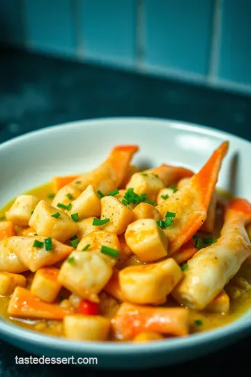 Imitation Surimi Snow Crab Legs with Garlic Butter Dipping Sauce presentation