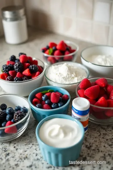 Elegant Layered Berry Mousse on a Glass Dome Dessert Stand ingredients