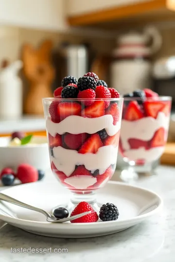 Elegant Layered Berry Mousse on a Glass Dome Dessert Stand steps