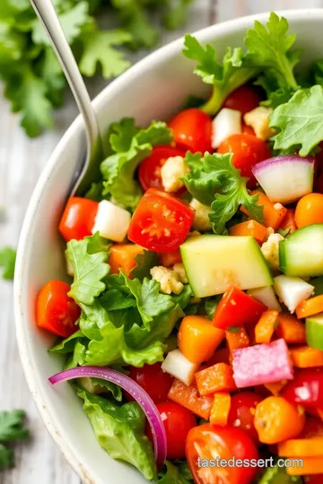 Classic Garden Salad in a Large Wooden Bowl presentation