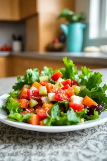 Classic Garden Salad in a Large Wooden Bowl steps