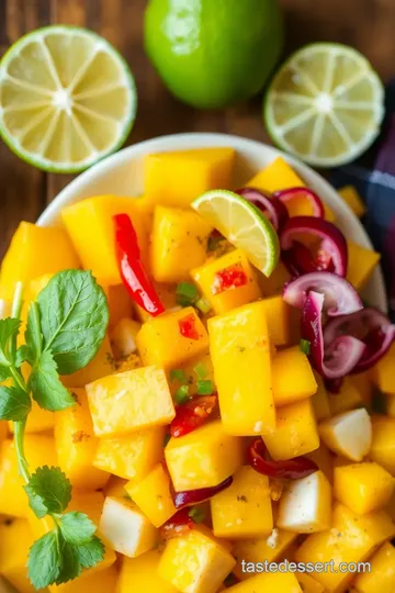 Refreshing No-Cook Mango Salad with Sweet Chili Lime Dressing presentation