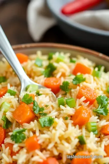 Delicious Rice Bed with Fresh Veggies presentation