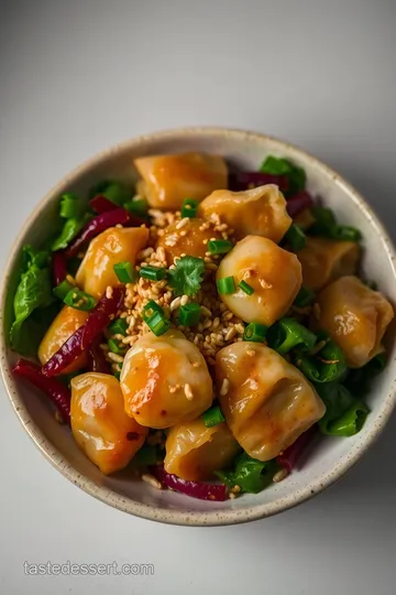 Sesame-Soy Dumpling Salad presentation