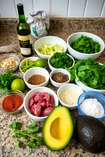 Sizzling Beef Flap Meat Tacos with Avocado-Cilantro Sauce ingredients