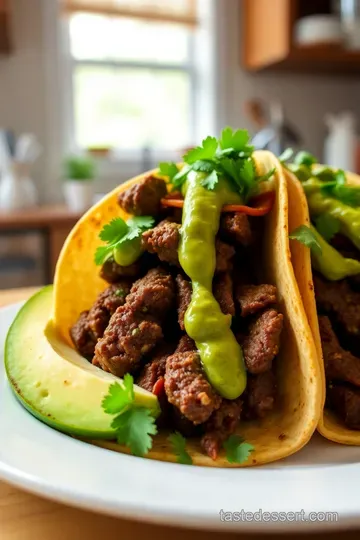 Sizzling Beef Flap Meat Tacos with Avocado-Cilantro Sauce steps
