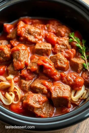 Slow-Cooked Oregano Meat in Tomato Sauce presentation