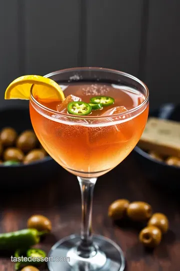 Spicy & Savory Hot and Dirty Martini presentation