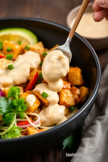 Zesty Stir-Fry Chicken Salad with Creamy Dressing presentation