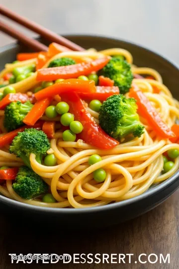 Quick Edamame Bean Noodles with Veggies presentation