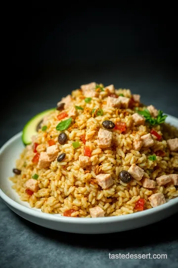 Tuna Avocado Crispy Rice Salad presentation