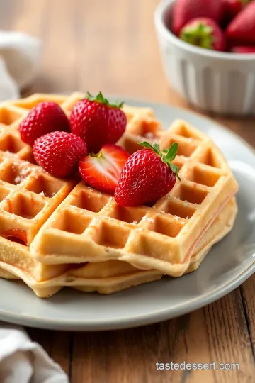 Fluffy Strawberry Waffles presentation