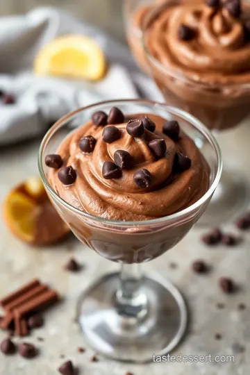 Chocolate Mousse Martini Dessert presentation