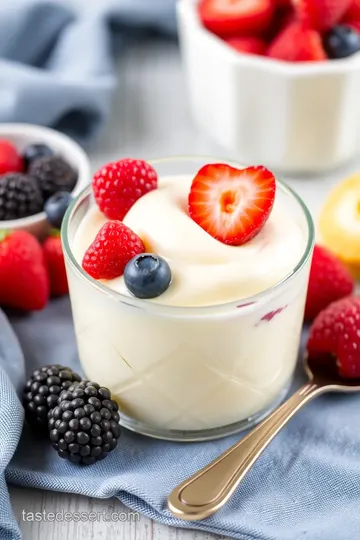 Creamy Vanilla Pudding with Fresh Berries presentation