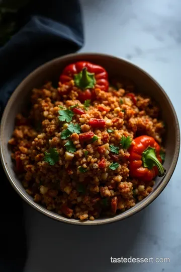 Zesty Stuffed Peruvian Red Peppers with Quinoa and Feta presentation