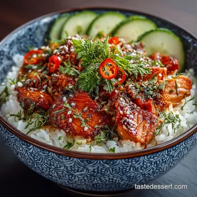 15Minute Spicy Gochujang Canned Salmon Rice Bowls Recipe Recipe Card