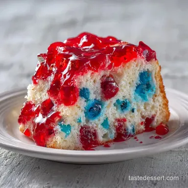 4th of July Poke Cake for 12 Slices Recipe Card