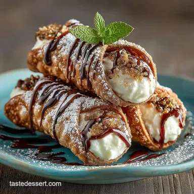 Authentic Crispy Cannoli Recipe with Creamy Ricotta Filling Recipe Card