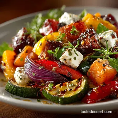 Hearty Roasted Vegetable Salad with Feta The Autumn Glow Recipe Recipe Card