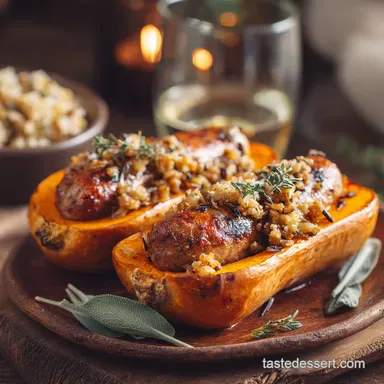 Stuffed Butternut Squash Hearty Sausage Wild Rice and Sage Main