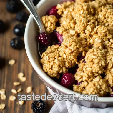 Delightful Warm Lingonberry Crumble presentation