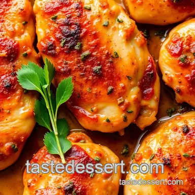 Baked Chicken Breasts with Spicy Garlic Flavor presentation