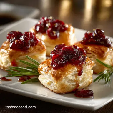 Baked Cranberry Brie Bites: Easy Puff Pastry Holiday Appetizers Recipe Card