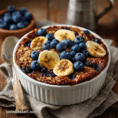 Baked Oatmeal with Blueberries and Bananas The Easy Batch Prep Recipe Recipe Card