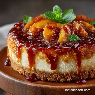The Ultimate Spiced Peach Cobbler Cheesecake Recipe Recipe Card