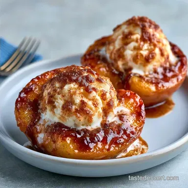 Baked Peaches and Ice Cream in 35 Minutes