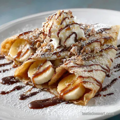 Banana Foster Crepes: Flamb&eacute;-Free New Orleans Dessert Recipe Recipe Card