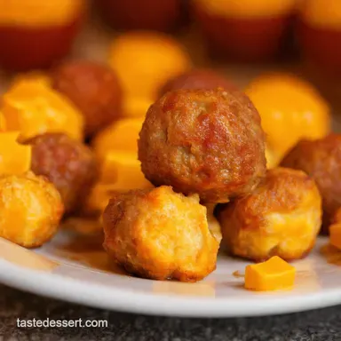 Bangers Cheddar Sausage Balls Easy Party Bites Recipe Card