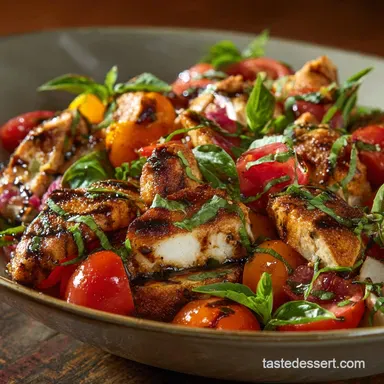 Basil Chicken and Tomato Salad The Best Fresh Summer Salad Recipe Recipe Card