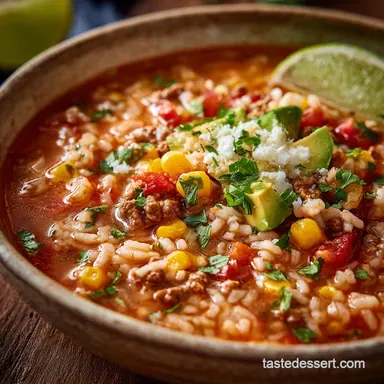 Ultimate Beefy Mexican Rice Soup Quick Weeknight Fiesta Recipe Card