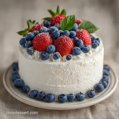 Berry American Flag Cake for 24 Servings Recipe Card