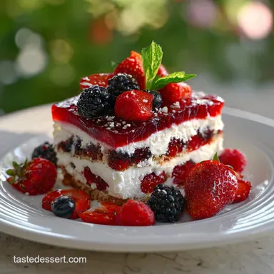 Berry Jello Lasagna: No-Bake Summer Delight Recipe Card
