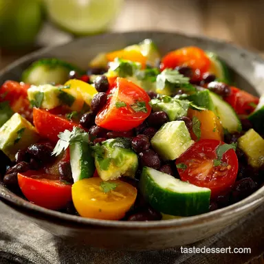 Black Bean Avocado Cucumber and Tomato Salad: A Zesty Summer Side Dish Recipe Card