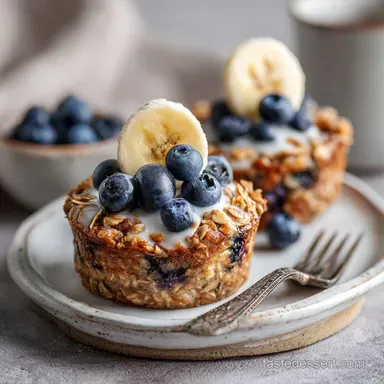 Blueberry Banana Baked Oatmeal Cups - Meal Prep Ready Recipe Card