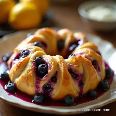Easy Blueberry Lemon Crescent Ring Recipe Weekend Brunch Treat Recipe Card