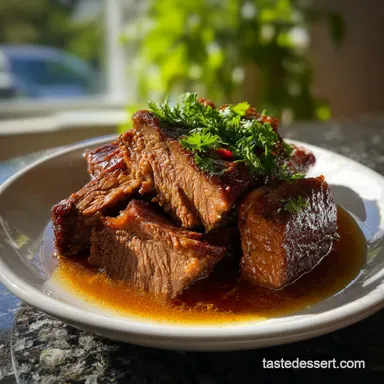 Delicious Jewish New Year Food Idea with Braised Brisket: Velvety Roast Recipe Card