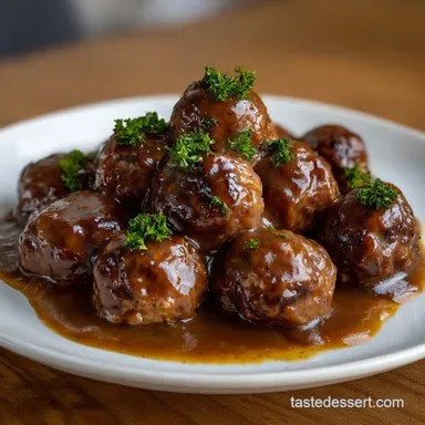 Brown Gravy Meatballs: Tender, Rich, Easy Comfort Food Recipe Card