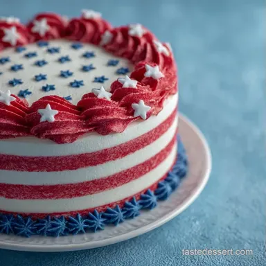 Buttery American Flag Cake: Sour Cream Recipe Card