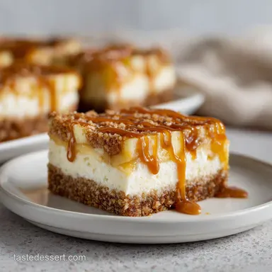 Caramel Apple Cheesecake Bars: Crispy Baked Recipe Card