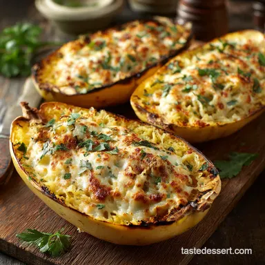 Cheesy Baked Spaghetti Squash Boats with Grilled C: Ultimate Tuscan Low-Carb Dinner Recipe Card
